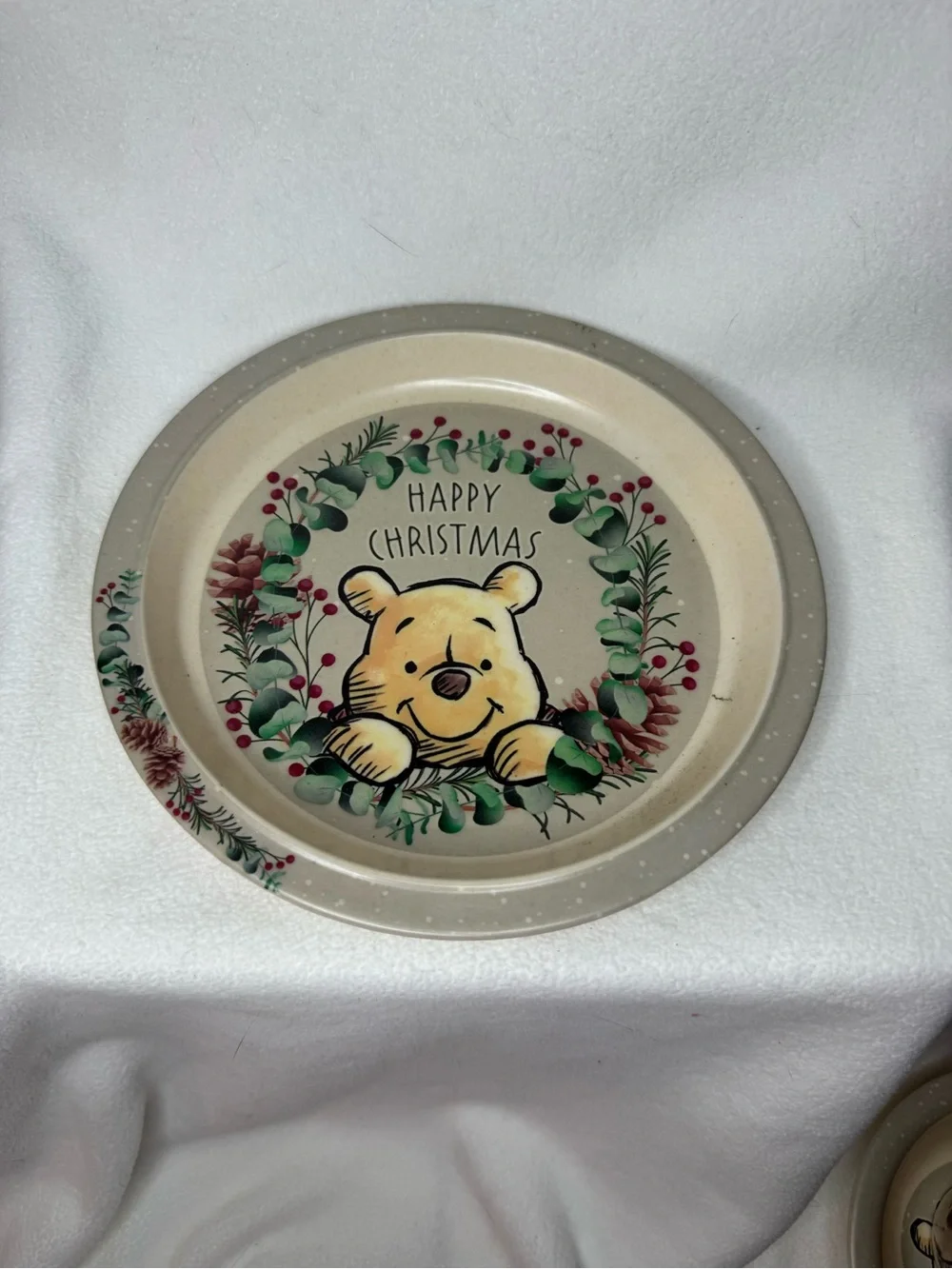 Disney Winnie the Pooh Christmas Melamine Kids Dinnerware Set Plate Bowl Cup